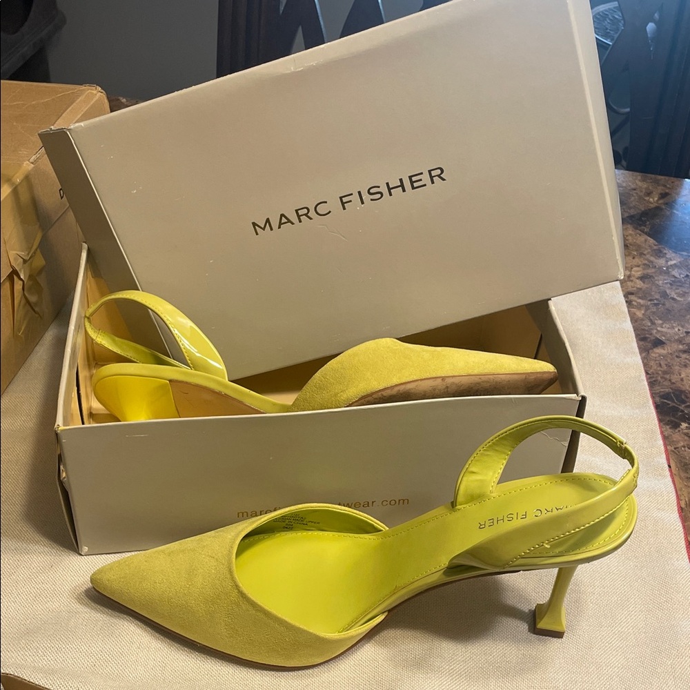 Marc Fisher Chartreuse Slingback Heels